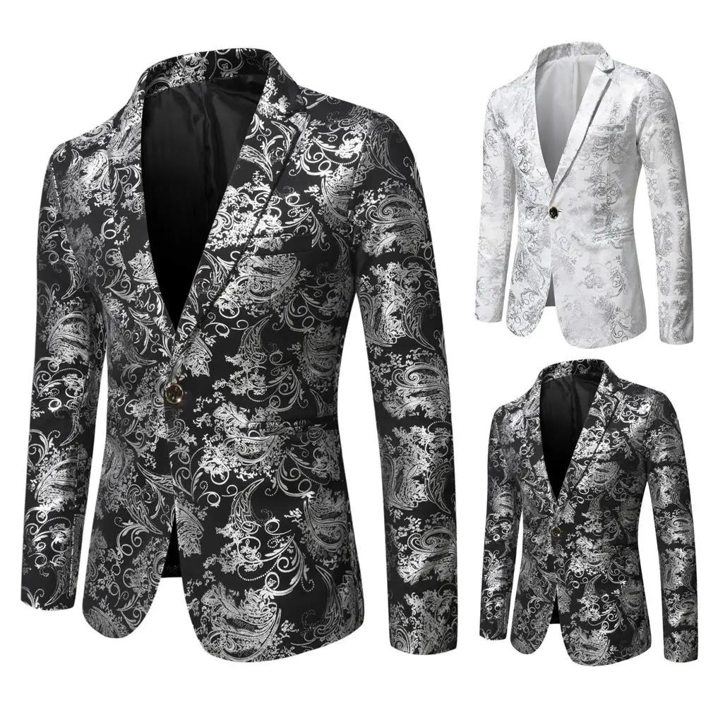Description Picture 3 of item2023 Autumn New Men's Fashion Handsome All Fashion Business Slim Casual Silver Stage Show Suit Men Small Suit Jacket  M-3XL