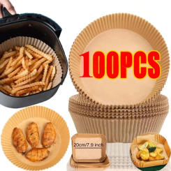 50/100PCS Air Fryer Disposable Paper Square Round Baking Paper Barbecue Plate NonStick Mat Kitchen Oven Oil Absorbing Paper Tool