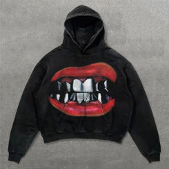 Streetwear Hoodie Y2K Clothes American Gothic Hip Hop Teeth Graphic Print Oversized Hoodie Sweatshirt Men Women Pullover Hoodie