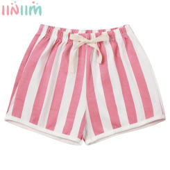 Baby Boys Girls Fashion Casual Cotton Shorts Summer Candy Color Striped Versatile Shorts for Beach Holiday Daily Party Home Wear