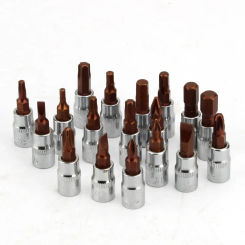 21Pcs 1/4" 6.35mm Drive Torx Star Bit Socket Kit Set for Hand Tools Hex Sockets for Ratchet Wrench PH1-PH3 T10-T40 HW3-HW8