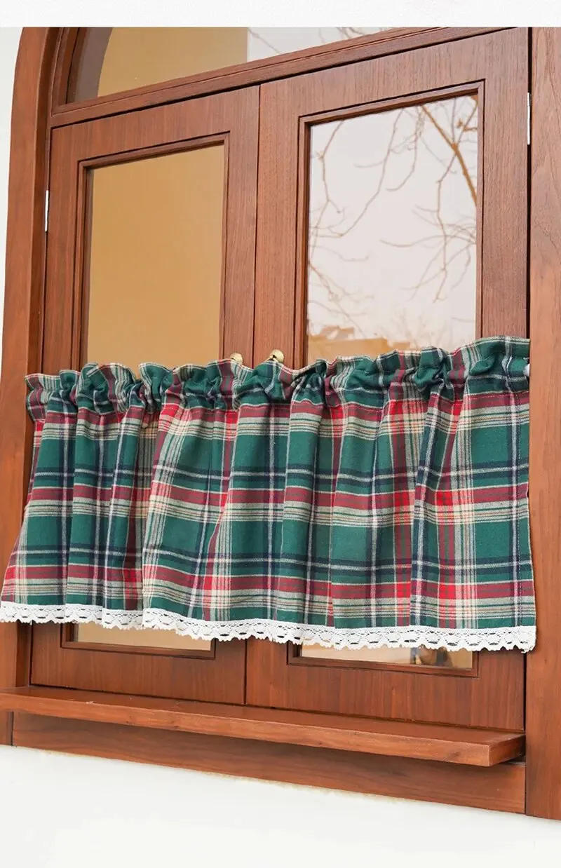 Description Picture 2 of itemBuffalo Check Plaid Window Valances Red and Black Farmhouse Design Window Treatment Decor Curtains Rod Pocket Valances for Kitch