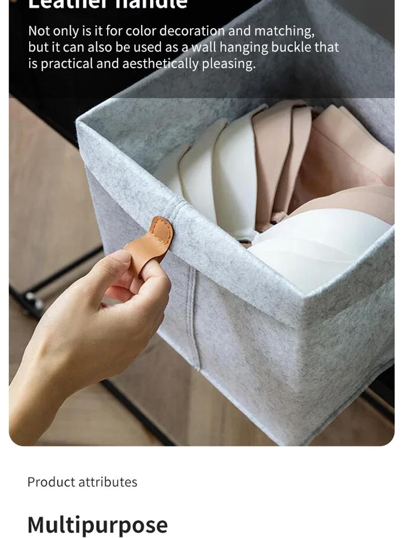 Description Picture 3 of itemVarious Clothes Felt Storage Baskets Home Bathroom Laundry Bucket Office Sundries Box Toy Storage Box Dormitory Underwear Storag