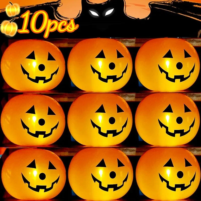 Description Picture 4 of item1/10PCS Halloween Glowing Latex Balloons 10inch Pumpkin LED Lights Trick Or Treat Kids Gifts Halloween Party Decoration Supplies