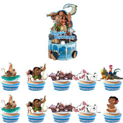 Disney Moana Inspired Cupcake Toppers Moana Cake Decoration Birthday Party Party Supplies for Tropical Baby Shower Wedding Decor