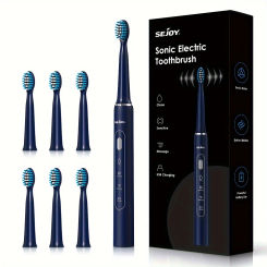 Sejoy Electric Toothbrush Rechargeable With 7PCS Replacement Head 3 Modes Teeth Clean Whitening Sonic Smart Timing Tooth Brush