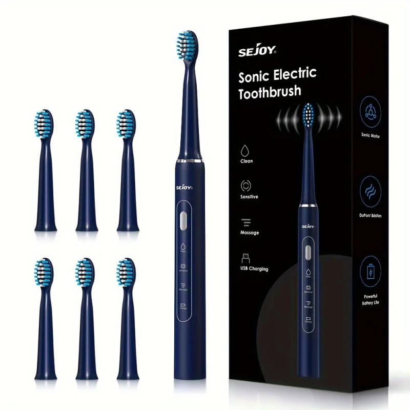 Description Picture 2 of itemSejoy Electric Toothbrush Rechargeable With 7PCS Replacement Head 3 Modes Teeth Clean Whitening Sonic Smart Timing Tooth Brush
