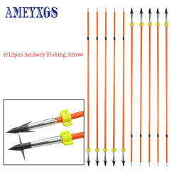 6/12pcs Archery Fishing Arrow Fiberglass Material  Professional Shooting Fish Arrowhead Bow Arrow Outdoor Hunting Accessories