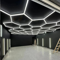 Hexagon LED Lamp Lighting AC85-265V For Auto Detailing Honeycomb Hexagon Ceiling Lamp For Car Wash Beauty Station With Border