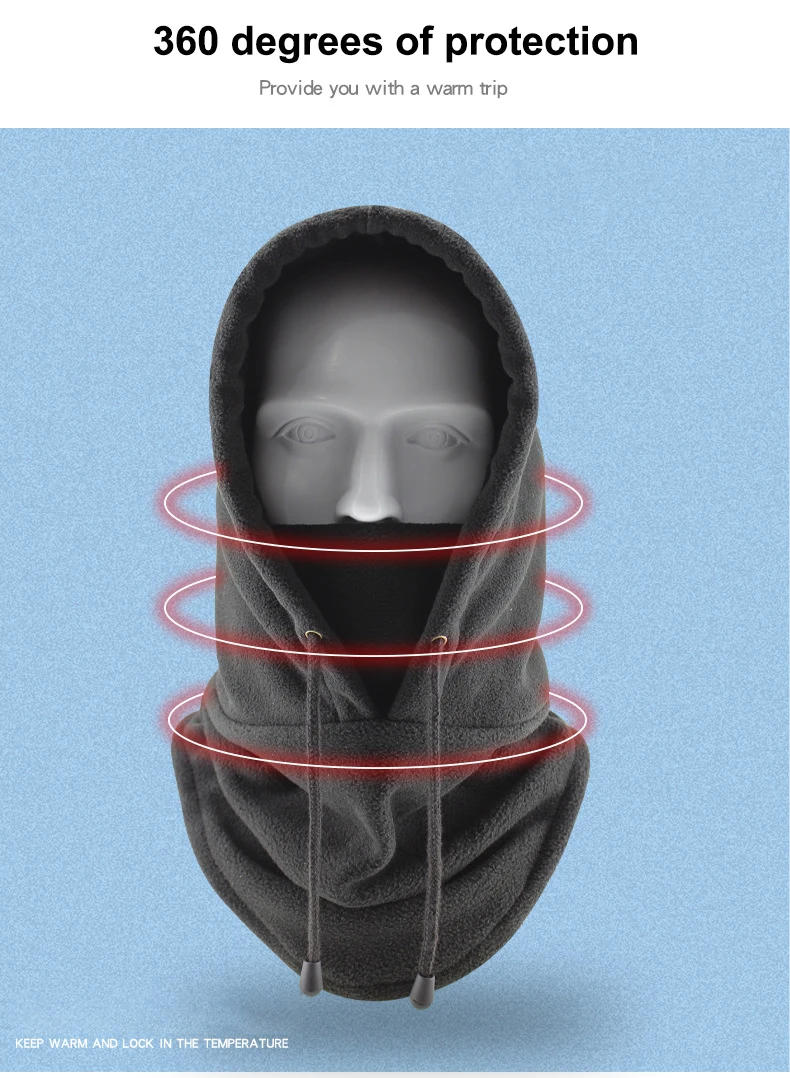 Description Picture 4 of itemWinter Balaclava Mask Cycling Caps for Men Outdoor Sport Windproof Warm Ski Mask Polar Fleece Motorcycle Hood Bicycle Helmet Hat