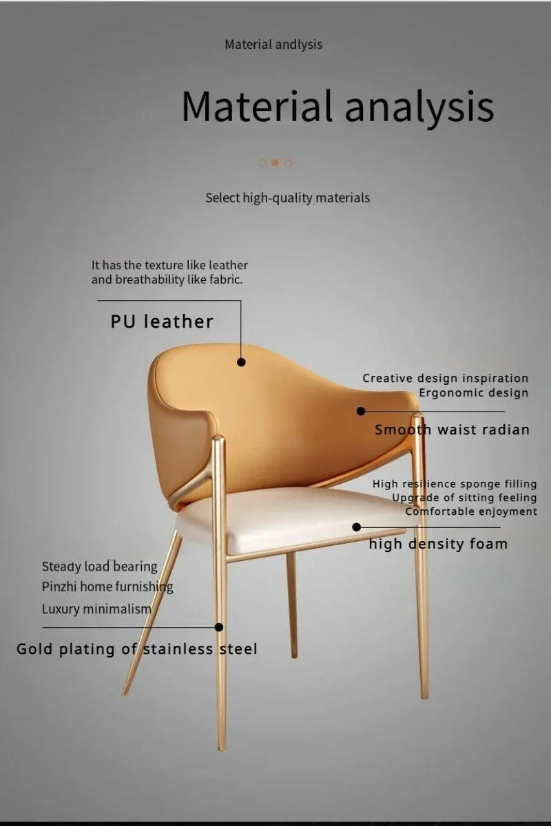 Description Picture 6 of itemItalian Relax Kitchen Chairs Luxury Floor Designer Dining Room Chairs Office Individual Mobili Cucina Home Furniture MQ50CY