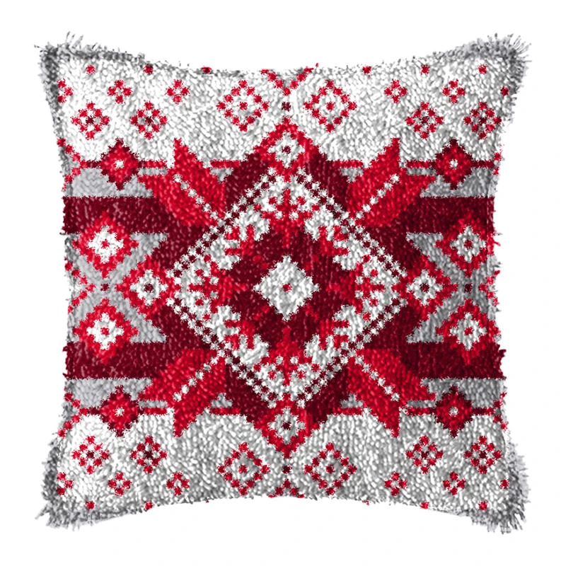 Description Picture 6 of itemChristmas Vintage Classic Latch Hook Set Embroideried Latch Hook Kits Flower Latch Hook Pillow Button Pad Package Handmade Cross