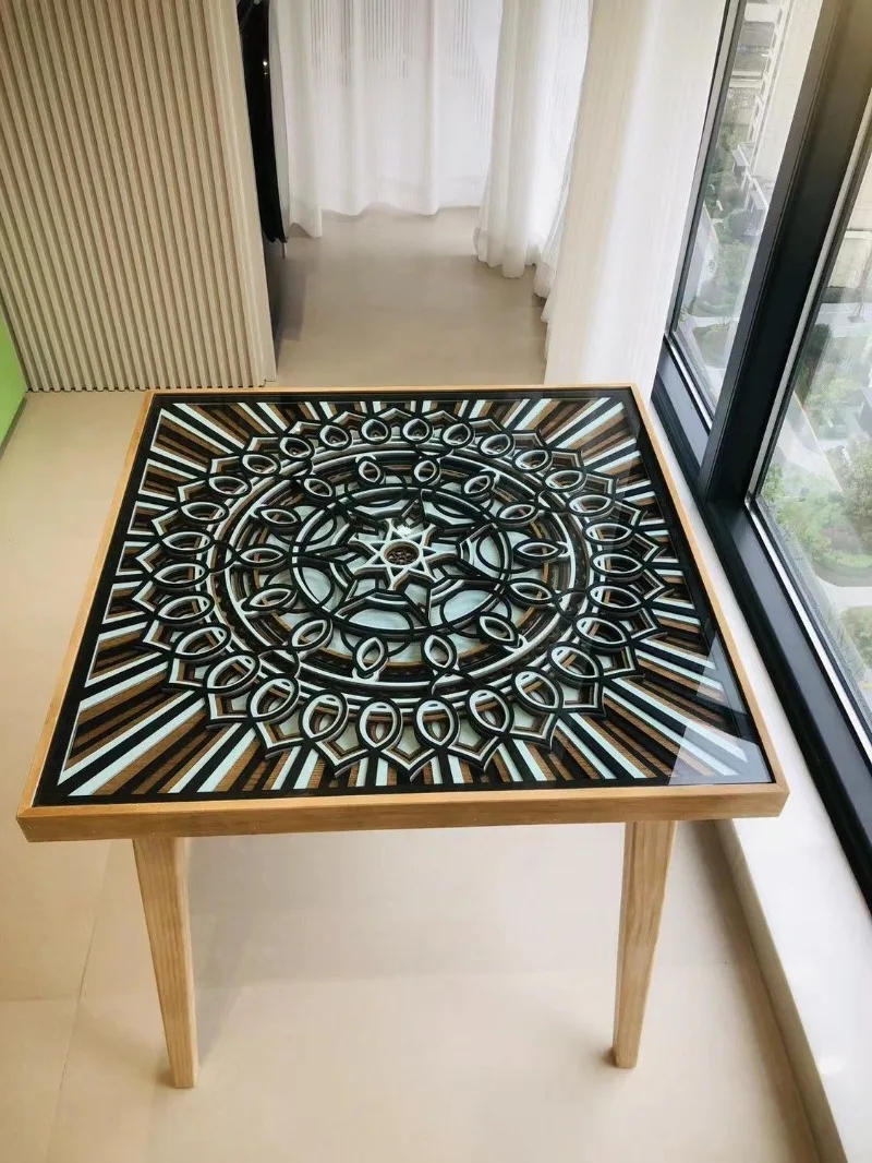 Description Picture 5 of itemSolid Wood Dining Tables Tea Salon Nordic Living Room Square Table Modular Luxury Small Desk Negotiation Desks Apartment