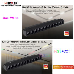 Miboxer Zigbee 3.0 2.4G Magnetic Grille Light 6W 12W 10W 20W CCT Dual White/RGB+CCT LED Ceiling Light 48V RF Remote Control