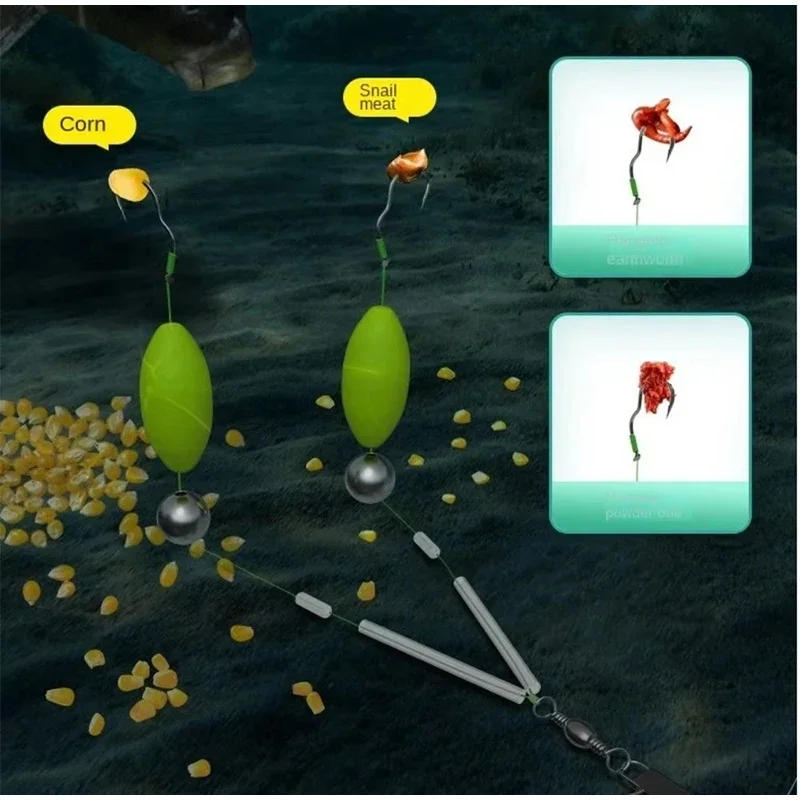 Description Picture 3 of item2 Pcs Double Hook Fishing Hair Rigs Hook Suspension Anti Bottom Carp Fishing Hook Ready Made Carp Rigs Fishing Lure