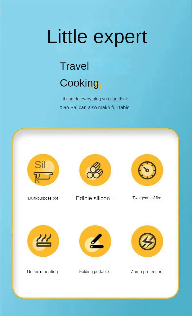 Description Picture 4 of itemFolding Silicone Electric Kettle Travel Water Heating Boiler Noodles Soup Pot Food Cooker Hotpot Cooking Skillet