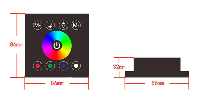Description Picture 4 of item12V 24V Touch Panel LED Dimmer RGBW LED Controller Touch Panel LED Dimmer 16A Controller For SMD 5050 3528 RGBW Strip Light