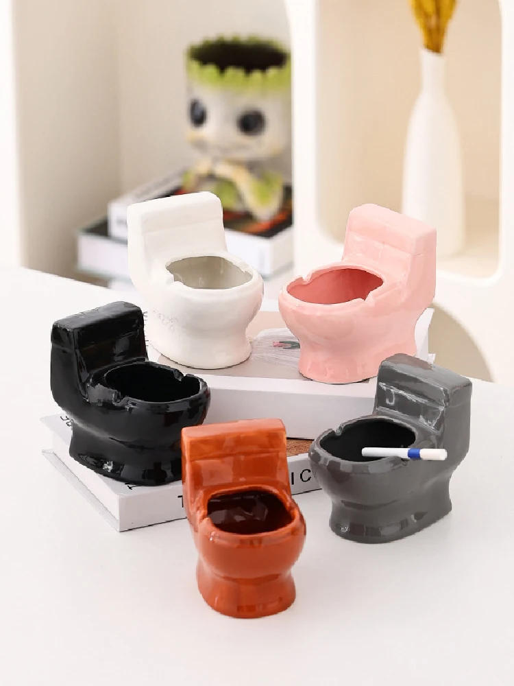 Description Picture 3 of itemCreative Ceramic Toilet Ashtray Storage Cigarette Case Home Decoration Accessories Suitable for Home Office Use Ceramic Ashtray