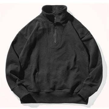 Men's Plush and Thicken Sweatshirts Casual Stand Collars Pullover Loose Fashion Streetwear Warm Sweatshirt Tops for Men