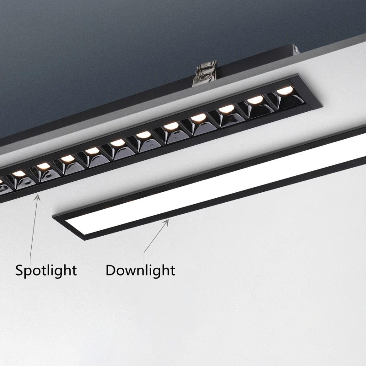 Description Picture 5 of itemnew LED line Downlight Recessed Rectangle Grille Ceiling Lamp 10W 20W 30W AC85~265V LED Spot Light For Home Shop Decor Living