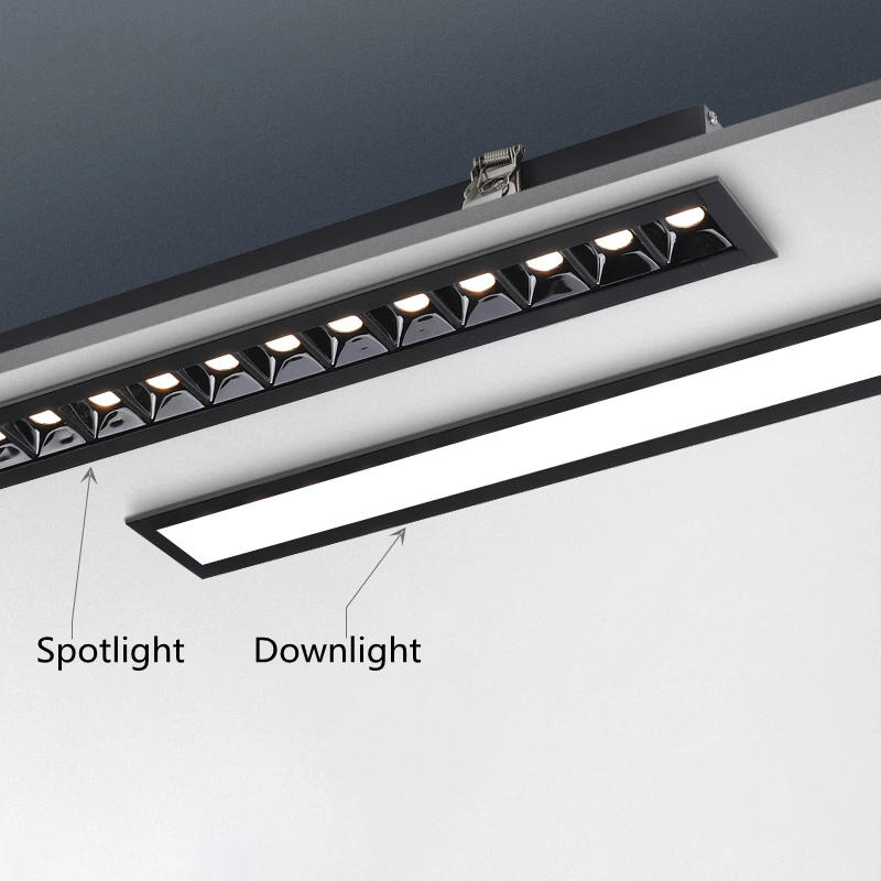 Description Picture 5 of itemnew LED line Downlight Recessed Rectangle Grille Ceiling Lamp 10W 20W 30W AC85~265V LED Spot Light For Home Shop Decor Living