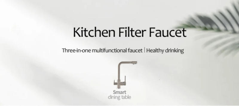 Description Picture 3 of itemMatte Black Pulling Filter Kitchen Faucet Hot & Cold Water Mixer Dual Mode Filtration Purification Kitchen Sinks 360 Rotation