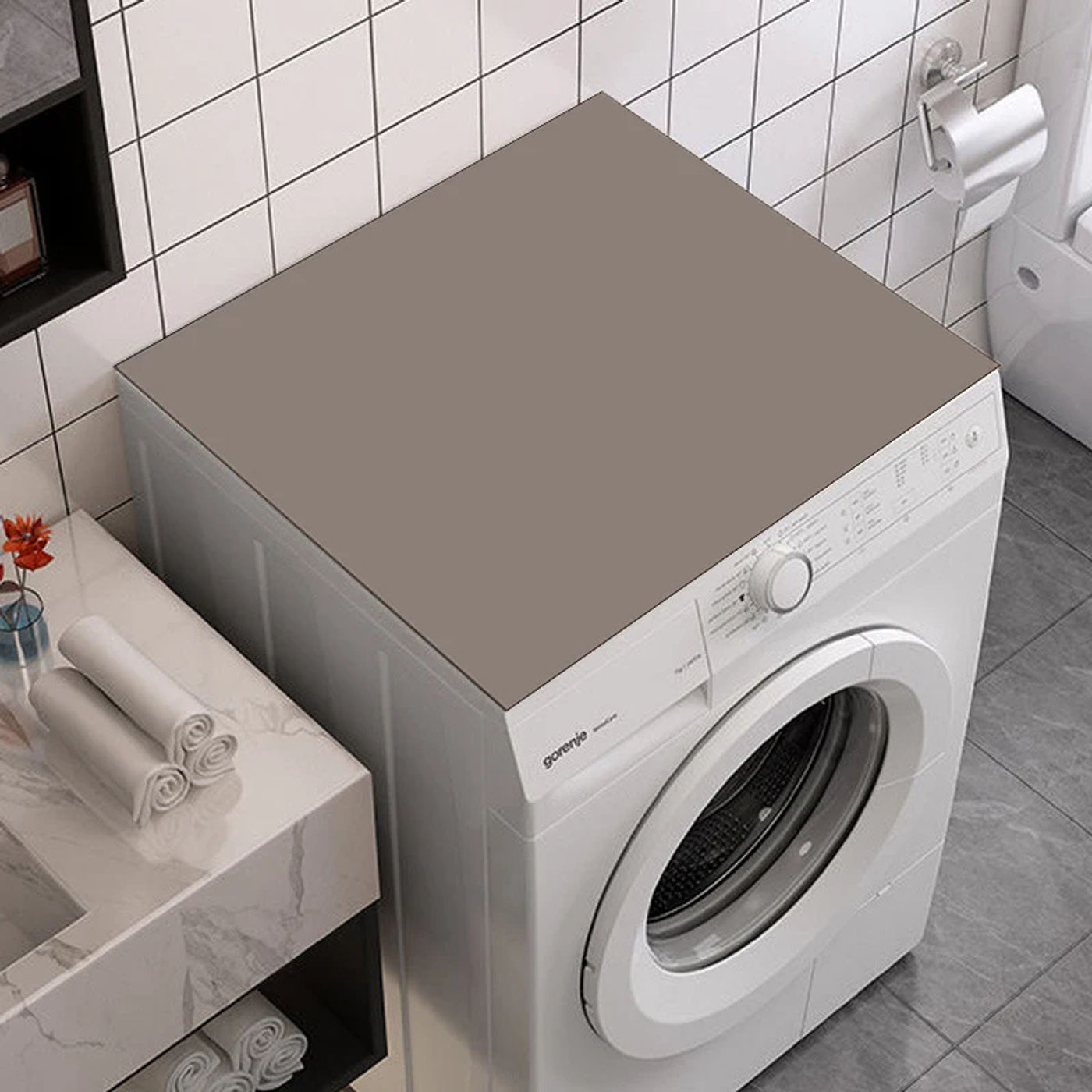 Description Picture 5 of itemNordic Dust Mat Faux Leather Washing Machine Dust Covers Refrigerator Microwave Oven Top Protector Door Rug Tableware Placemat