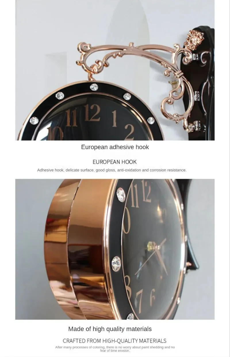 Description Picture 3 of itemMinimalist Wall Clock Living Room Creative Double Face Clocks Mechanism Silent Modern Wall Art Bedroom Watches Interior Decor