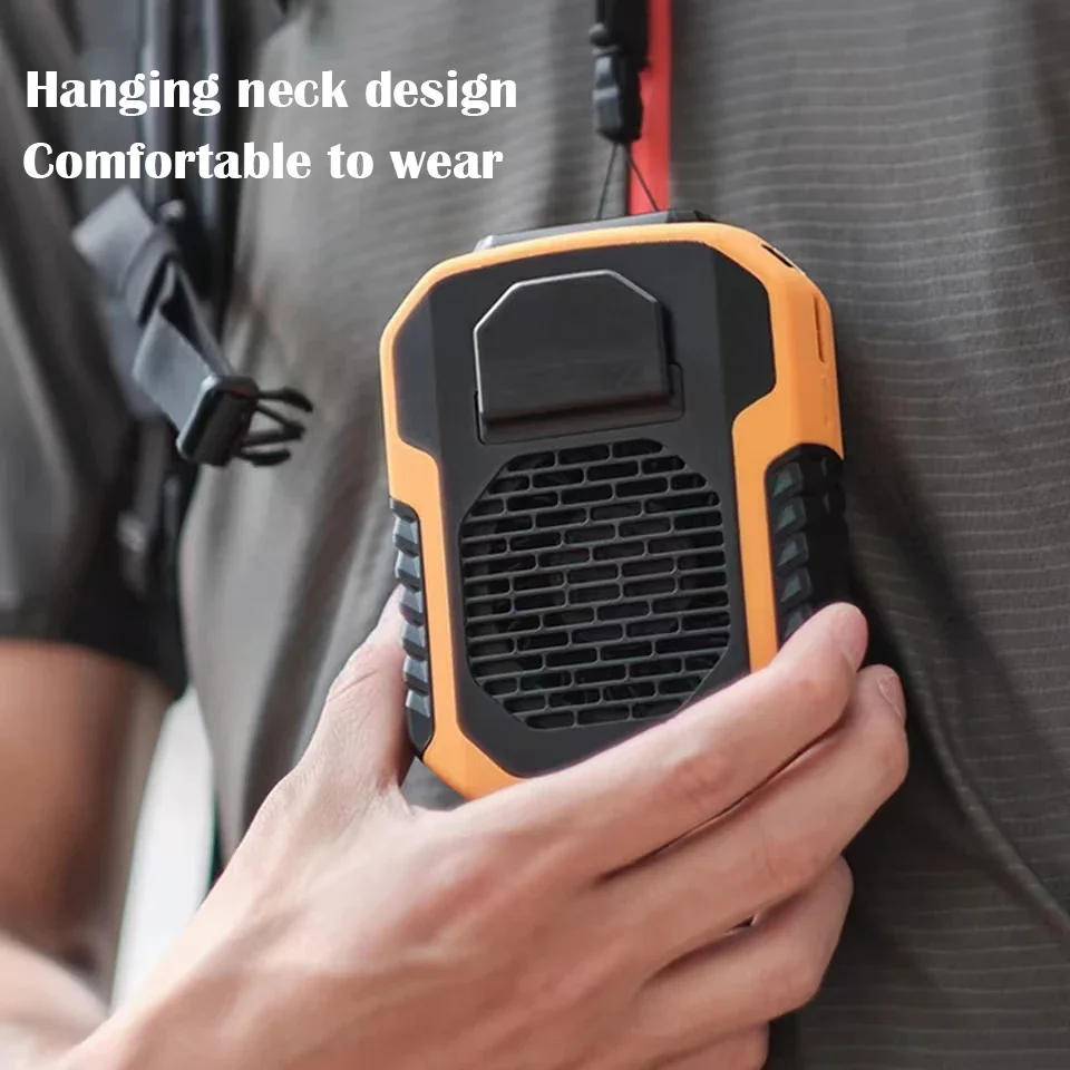 Description Picture 3 of itemOutdoor Waist Mounted Fan Polymer Battery Anti Drop Shock Absorption USB Portable Power Bank with Bladeless Hanging Neck Fan