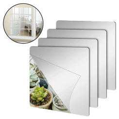 4PCS 15/20/30cm Wall Mirror Tiles Acrylic Decorative Mirrors Plate Self Adhesive Mirror Sheets Wall Mirror Tile Home Decoration