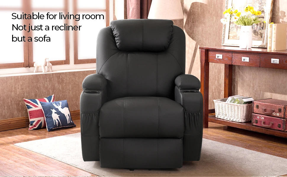 Description Picture 6 of itemElectric Power Lift Recliner Chair for Elderly Reclining Sofa for Living Room with Massage, Side Pockets and Cup Holders (Leathe