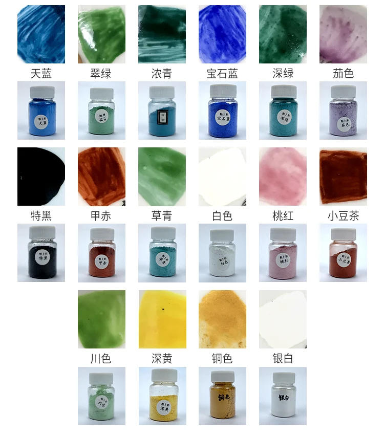 Description Picture 5 of item50g Ceramic Overglaze Pigment Lead-free New Color Pigment Low Temperature Pigment Powder