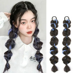 Accessories Elastic Hair Extension Fake Synthetic Braids Highlight Ponytail Wig Hair Braider Twist Braid Rope Wig Twist Braids