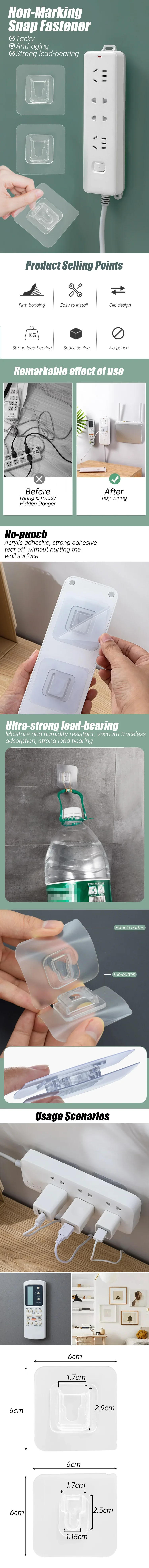 Description Picture 2 of item1-5Pairs Transparent Double-Sided Adhesive Wall Hooks Suction Cup Sucker Hooks Bedroom Kitchen Multi-purpose Organizer Holders