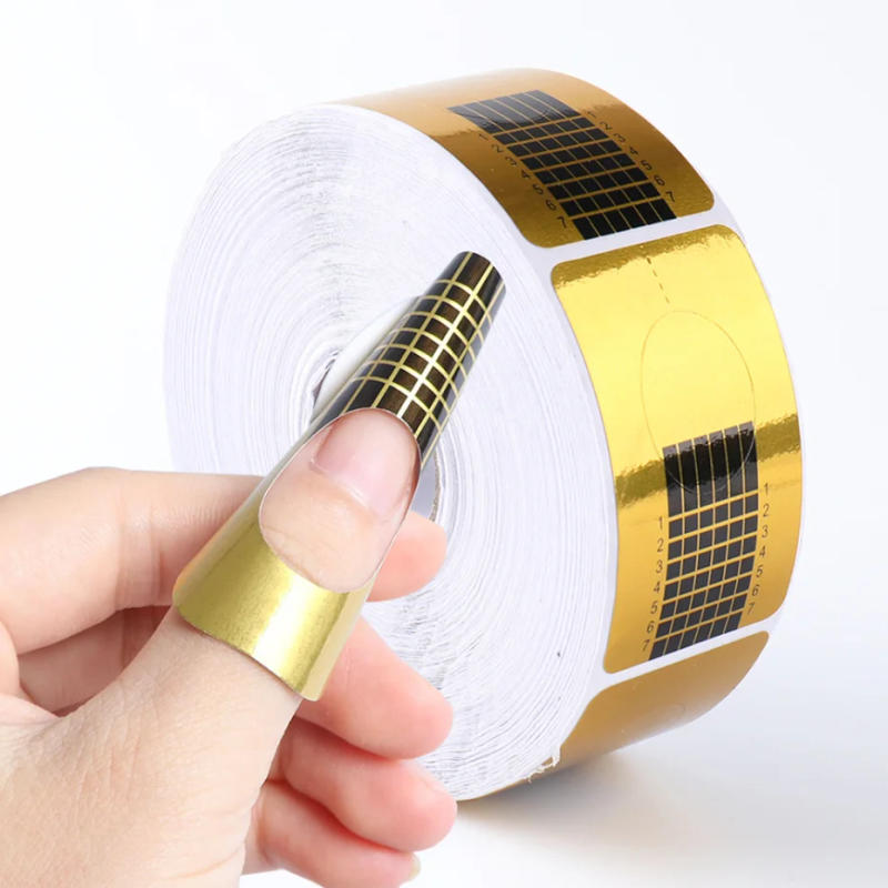 Description Picture 2 of item100pcs Nail Art Form French Acrylic UV Nail Gel Tips Extension Forms Guide Stickers Nail Building Gel Curl Forms Mold Manicure