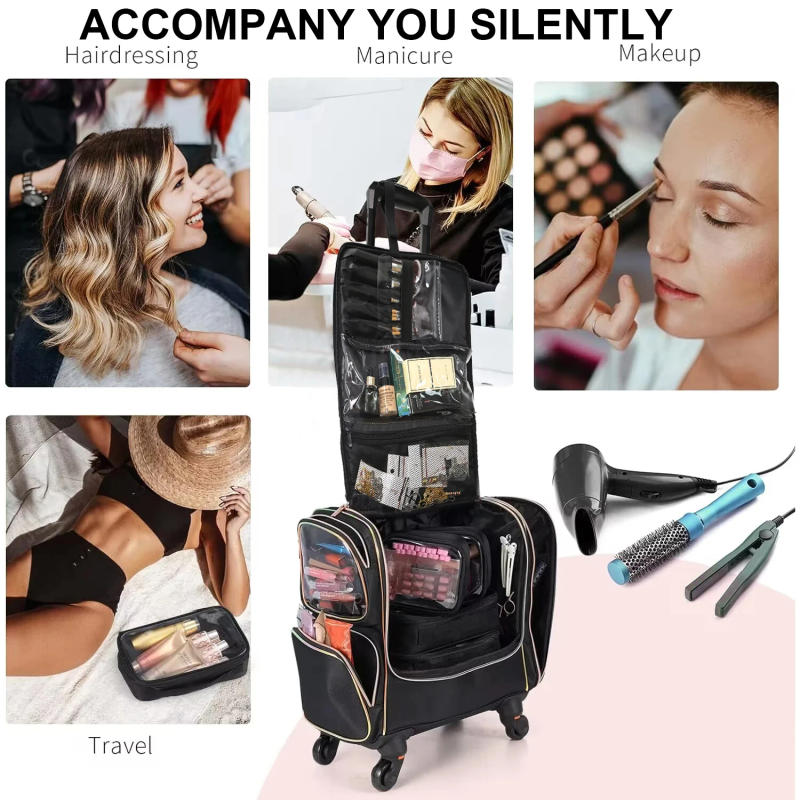 Description Picture 4 of itemTravel Makeup Artist Bag with Wheels Cosmetic Brush Storage Beauty Tool Organizer Rolling Suitcase for Artists