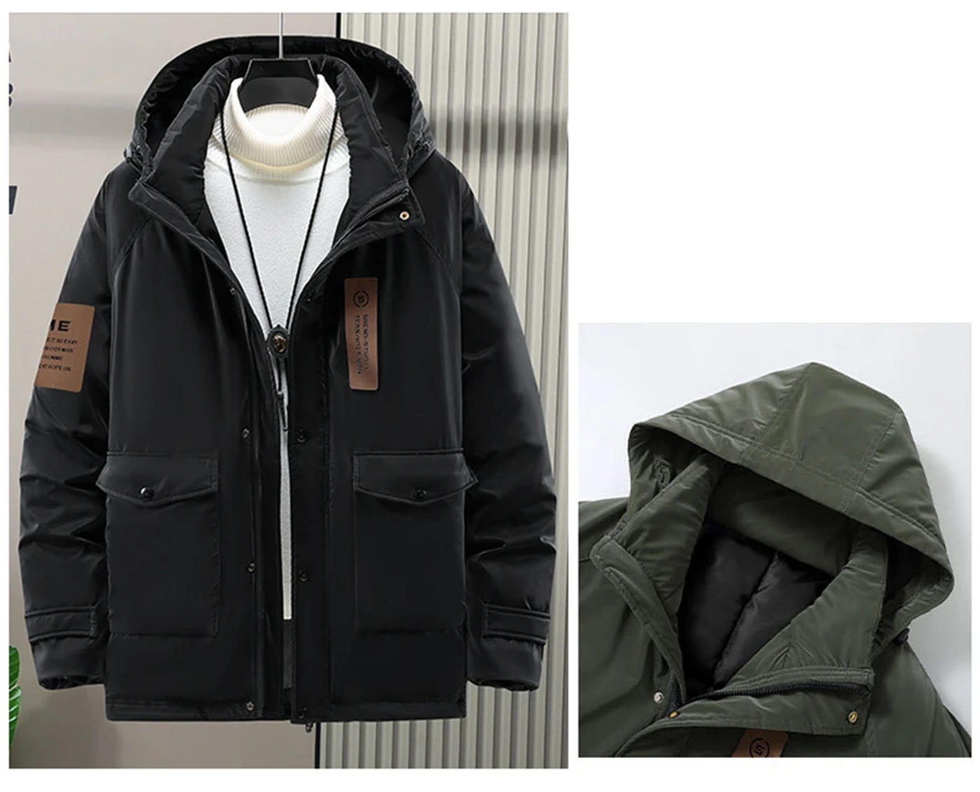 Description Picture 3 of itemWinter Cargo Parkas Men Warm Thick Jacket Coats Plus Size 10XL 11XL Waterproof Parkas Fashion Casual Winter Jacket Male