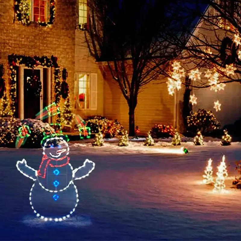 Description Picture 5 of itemAnimated LED Light Snowman Ornament Glitter Christmas Decoration Outdoor Yard Garden Holiday Party Winter Home Decor