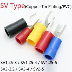 10pcs SV Type Wire Spring Terminal SV1.25 SV2 Fork U Y  PVC Insulate Ferrules Block Spade Cold Press Cable End Crimp Connector