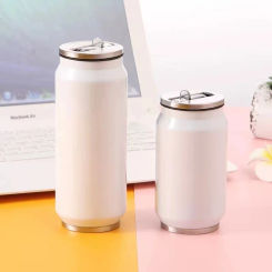 Ice American Coffee Cup Thermos Stainless Steel Sports Water Bottle Straw Cup Creative Cola Can Double-layer Vacuum Straw Cup