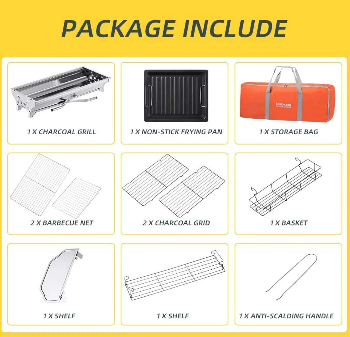 Description Picture 3 of itemHeavy-Duty Outdoor Portable Charcoal BBQ Grill with Cast Iron Grates and Smoking Cabinet