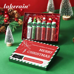 Christmas 6Colorful Lip Gloss Set Matte Velvet Lip Glaze Waterproof Long Lasting Lip Gloss Silky Smooth Lipstick Women Lip Gloss