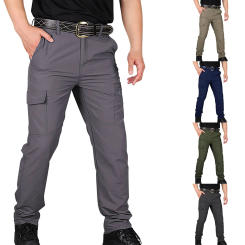 Casual Men Pants Multi Pockets Cargo Pants Quick Dry Thin Trousers Men's Clothing Outdoor Hiking Breathable Pants Streetwear