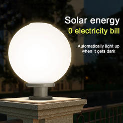 Outdoor Post Light Fixtures Solar Powered Waterproof Courtyard Garden Lawn Street Lights Round Ball Lamp Lighting Fixture