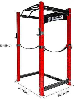 Description Picture 4 of itemFitness 1,000 Pound Capacity 3” x 3” Power Cage Power Rack Squat Stand, Includes J-Hooks and Safety Spotter Arms, Opti