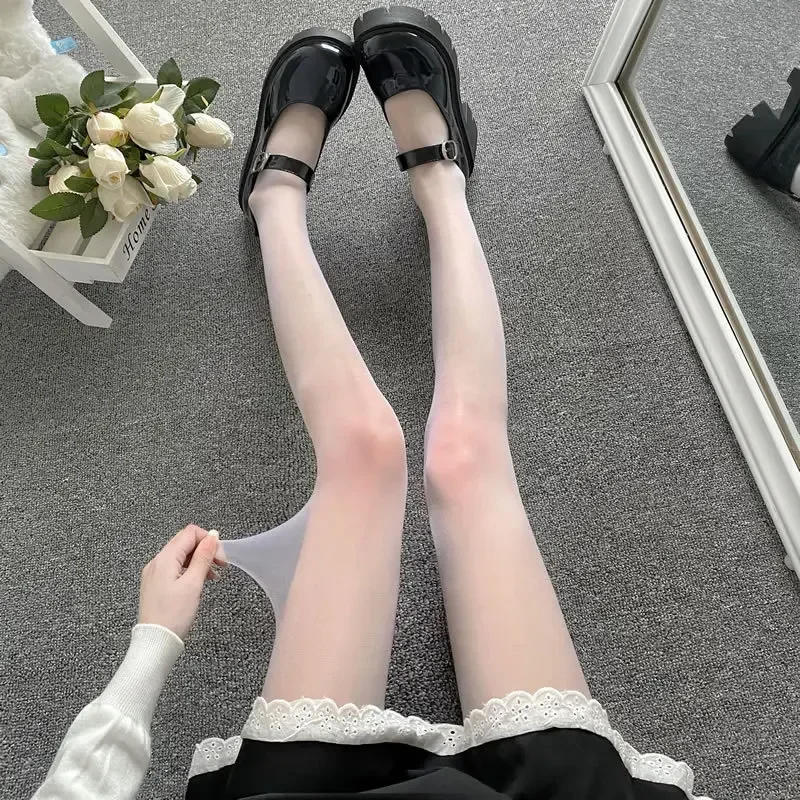Description Picture 5 of itemWomen Sexy Tights Summer Black White Stockings High Waist Lolita Pantyhose Thigh High Anime Cosplay Costumes Accessories