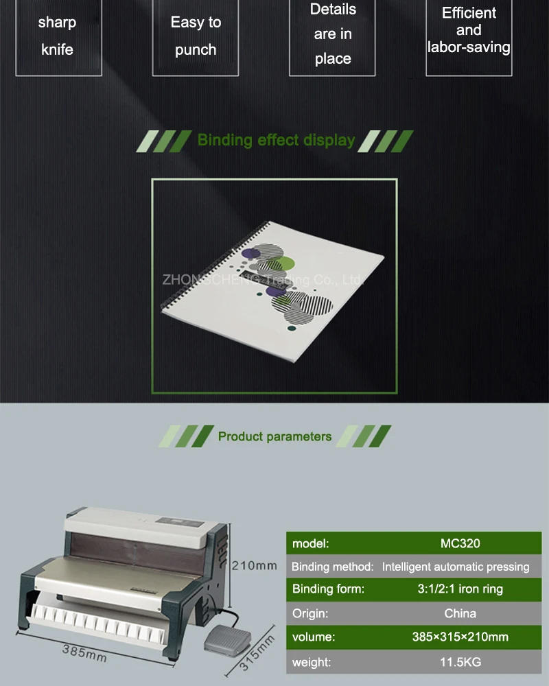 Description Picture 4 of itemWire Binding Machine MC320 Ferround Intelligent Binding Machine Double Wire Table Calendar Punching Contract