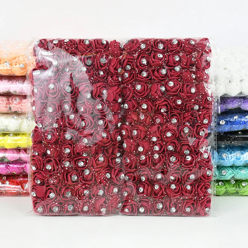 Description Picture 2 of item144Pcs 2cm Diamond Artificial Mini Foam Rose Flower Bouquet DIY Wreath Craft Wedding Party Decoration Scrapbooking Fake Flowers
