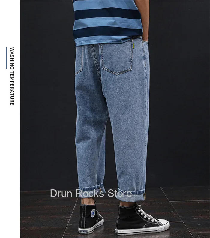 Description Picture 6 of itemBaggy Jeans Men Clothing Loose Plus Size Denim Pants Mens Oversized Blue Wide Leg Jean Large 42 44 46 48 Man Fashion Trousers