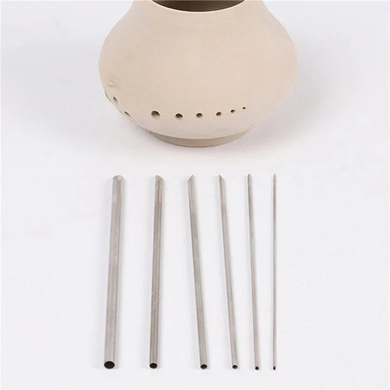 Description Picture 3 of item6 Pieces/set of Stainless Steel Hole Puncher Carving Sculpture Modeling Pottery Cutting and Punching Ceramic Polymer Clay Tools